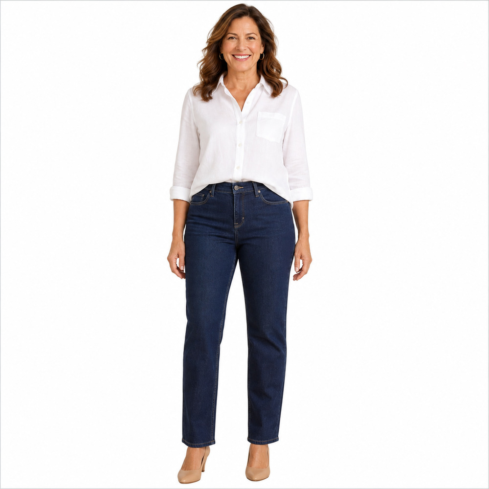 Talbots Flawless Five Pocket Straight Fit Dark Wash Blue Jeans Stretch sz 8